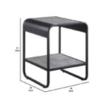 21 Inch Modern End Table with Open Shelves, Wood, Gray, Black - Image 7