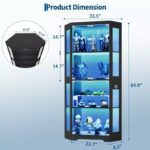 Wood Storage Cabinet with Tempered Glass Doors and Adjustable Shelves - Image 2