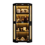 Wood Storage Cabinet with Tempered Glass Doors and Adjustable Shelves - Image 3
