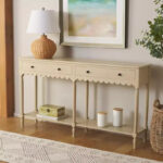 2-Drawer Console Table with Open Shelf – Natural Finish