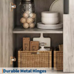 71-Inch 5-Tier Bookcase with Cabinet Doors and Metal Base - Image 5