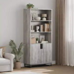71-Inch 5-Tier Bookcase with Cabinet Doors and Metal Base - Image 6