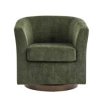 Modern Wooden 360 Swivel Velvet Upholstered Accent Chair - Image 12