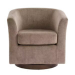 Modern Wooden 360 Swivel Velvet Upholstered Accent Chair - Image 2
