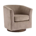 Modern Wooden 360 Swivel Velvet Upholstered Accent Chair - Image 5