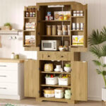 72 Inch Tall Kitchen Pantry Storage Cabinet with Doors and Shelves, Food Pantry Cabinet with Motion Sensor Light - Image 2