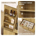 72 Inch Tall Kitchen Pantry Storage Cabinet with Doors and Shelves, Food Pantry Cabinet with Motion Sensor Light - Image 6