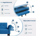 89" Convertible Futon Sofa Bed with Adjustable Backrest and Armrests - Image 8