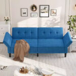 89" Convertible Futon Sofa Bed with Adjustable Backrest and Armrests - Image 9