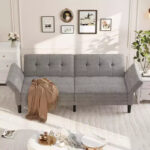 89" Convertible Futon Sofa Bed with Adjustable Backrest and Armrests - Image 10