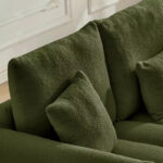 78 Inch Teddy Fabric Sofa with 3 Back Pillows and 3 Cushions, Solid Wood Frame, 3-Seat Upholstered Sofa, Green - Image 7
