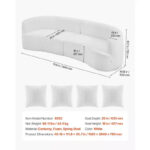 Modern Cloud Plush Sectional Sofa, 112" Curved Modular Couch with 4 Pillows - Oversized Deep Seat Corduroy Fabric, White - Image 8