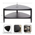 Triangular Two-Tier Wood Coffee Table, 32x31x17, Black - Image 2