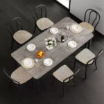 Rectangular Extension Dining Table with Acacia Wood Top and Metal Frame