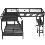 Twin over Full Metal Bunk Bed with Twin Size Loft Bed and Desk, Black - Image 10