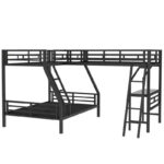Twin over Full Metal Bunk Bed with Twin Size Loft Bed and Desk, Black - Image 5