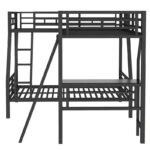 Twin over Full Metal Bunk Bed with Twin Size Loft Bed and Desk, Black - Image 6