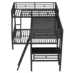 Twin over Full Metal Bunk Bed with Twin Size Loft Bed and Desk, Black - Image 7