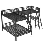 Twin over Full Metal Bunk Bed with Twin Size Loft Bed and Desk, Black - Image 8