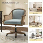 Swivel Barrel Task Chair with Rattan Arms and Foam Cushion - Image 10