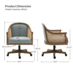 Swivel Barrel Task Chair with Rattan Arms and Foam Cushion - Image 12