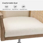 Swivel Barrel Task Chair with Rattan Arms and Foam Cushion - Image 18
