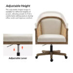 Swivel Barrel Task Chair with Rattan Arms and Foam Cushion - Image 19