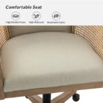 Swivel Barrel Task Chair with Rattan Arms and Foam Cushion - Image 3