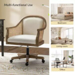 Swivel Barrel Task Chair with Rattan Arms and Foam Cushion - Image 20