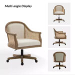 Swivel Barrel Task Chair with Rattan Arms and Foam Cushion - Image 21
