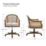 Swivel Barrel Task Chair with Rattan Arms and Foam Cushion - Image 22