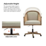 Swivel Barrel Task Chair with Rattan Arms and Foam Cushion - Image 4