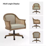Swivel Barrel Task Chair with Rattan Arms and Foam Cushion - Image 6
