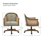Swivel Barrel Task Chair with Rattan Arms and Foam Cushion - Image 7