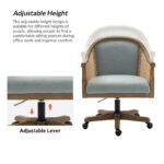 Swivel Barrel Task Chair with Rattan Arms and Foam Cushion - Image 9